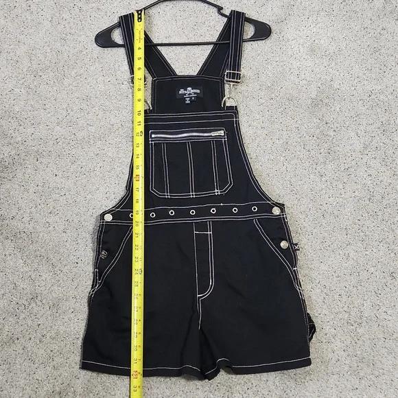 Royal Bones Daang Goodman Black Overalls Shorts Grunge Punk Goth Size Small - Picture 7 of 11